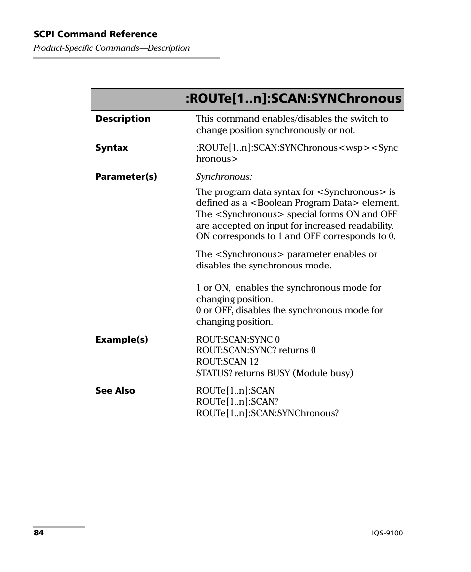 Route[1..n]:scan:synchronous | EXFO IQS-9100 Optical Switch for IQS-500/600 User Manual | Page 90 / 99