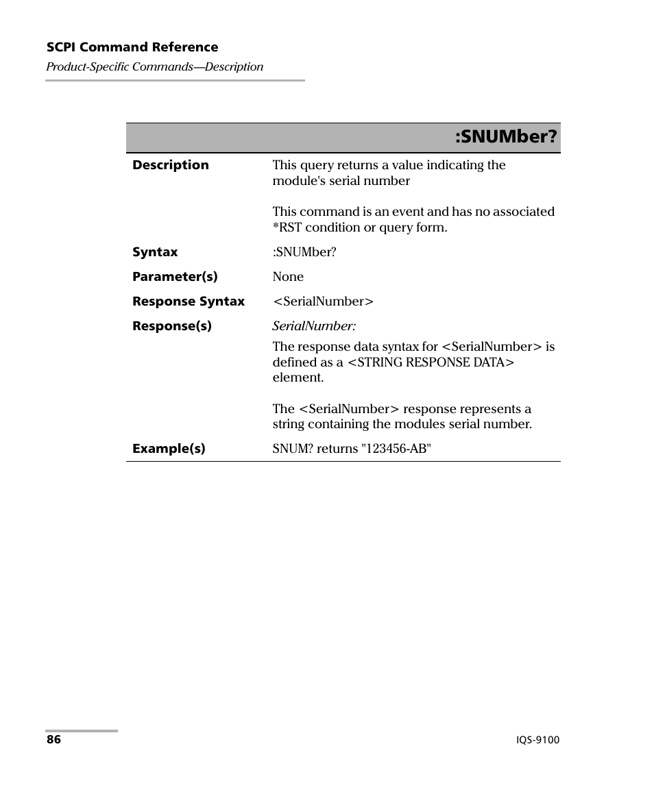 Snumber | EXFO IQS-9100 Optical Switch for IQS-500/600 User Manual | Page 92 / 99