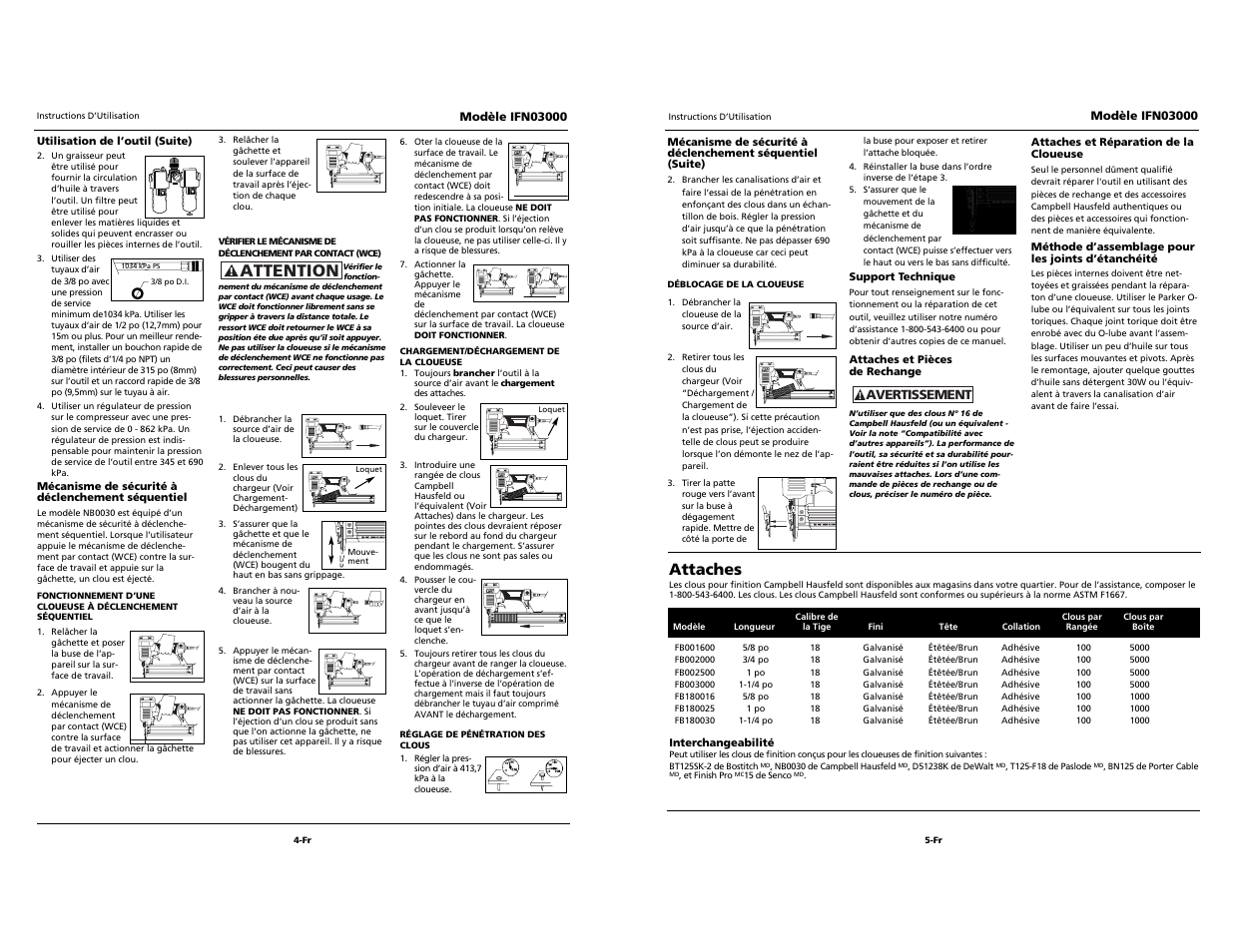 Attention, Attaches | Campbell Hausfeld IRONFORCE IFN03000 User Manual | Page 10 / 10