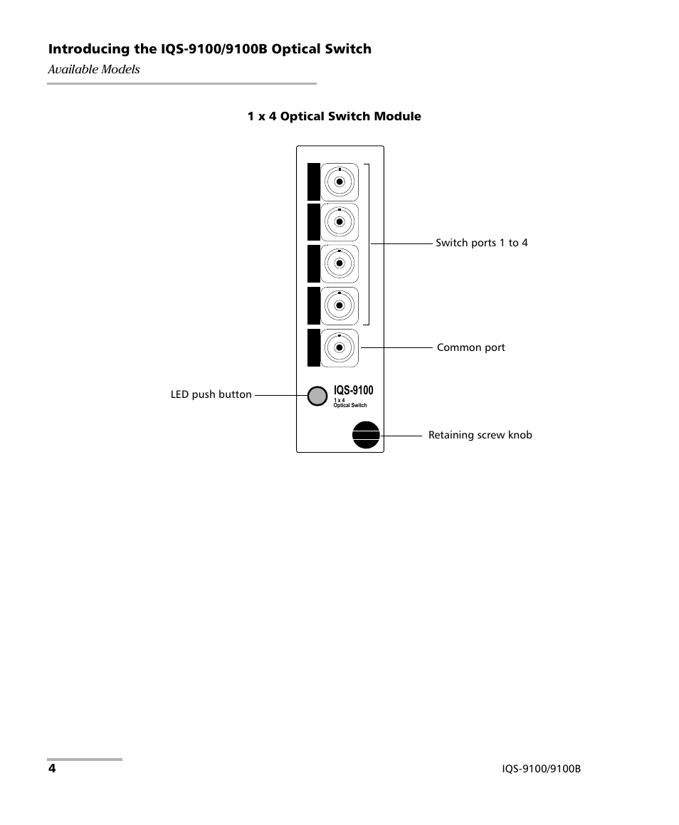 EXFO IQS-9100B Optical Switch for IQS-500/600 User Manual | Page 10 / 102