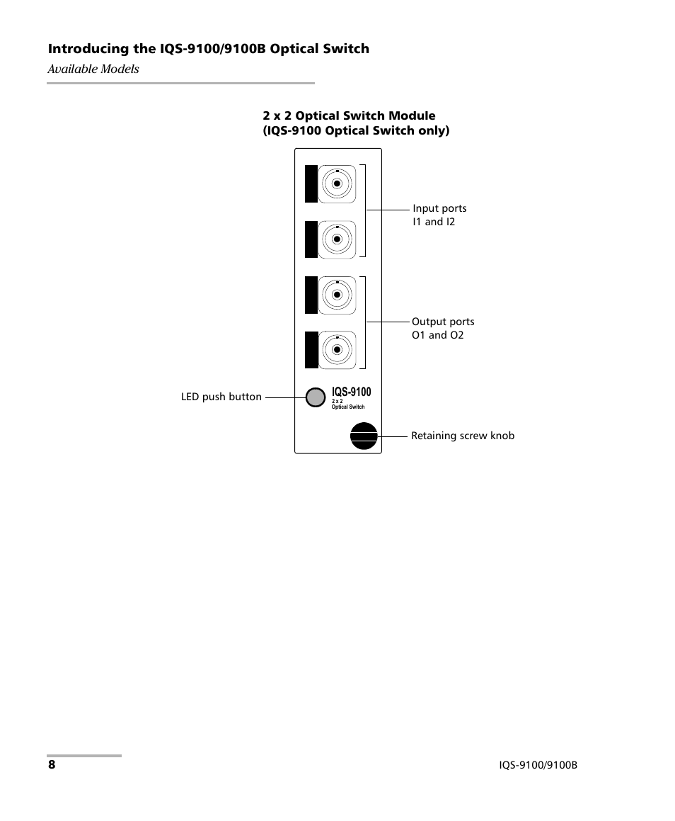 EXFO IQS-9100B Optical Switch for IQS-500/600 User Manual | Page 14 / 102