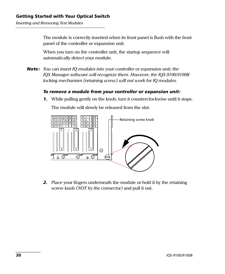 EXFO IQS-9100B Optical Switch for IQS-500/600 User Manual | Page 26 / 102