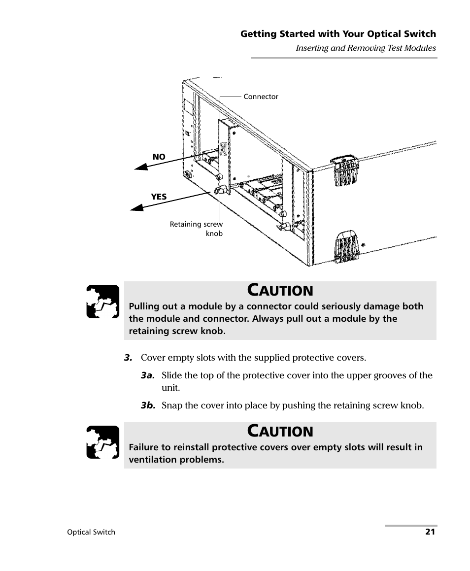 Aution | EXFO IQS-9100B Optical Switch for IQS-500/600 User Manual | Page 27 / 102