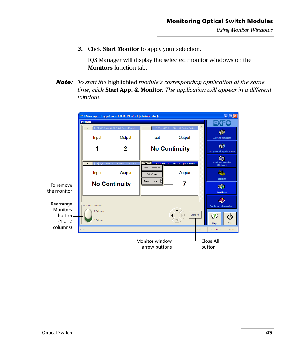 EXFO IQS-9100B Optical Switch for IQS-500/600 User Manual | Page 55 / 102