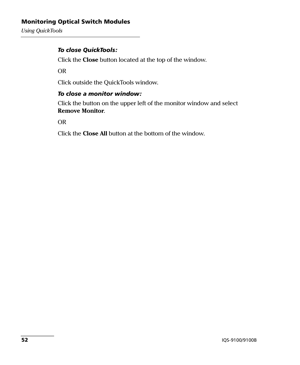 EXFO IQS-9100B Optical Switch for IQS-500/600 User Manual | Page 58 / 102