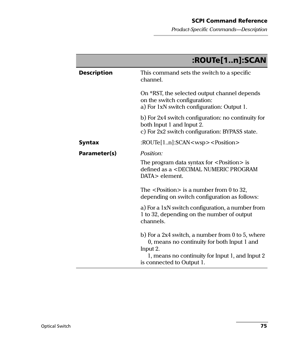 Route[1..n]:scan | EXFO IQS-9100B Optical Switch for IQS-500/600 User Manual | Page 81 / 102