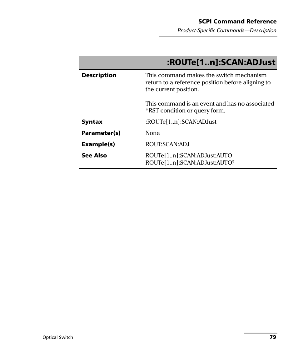 Route[1..n]:scan:adjust | EXFO IQS-9100B Optical Switch for IQS-500/600 User Manual | Page 85 / 102