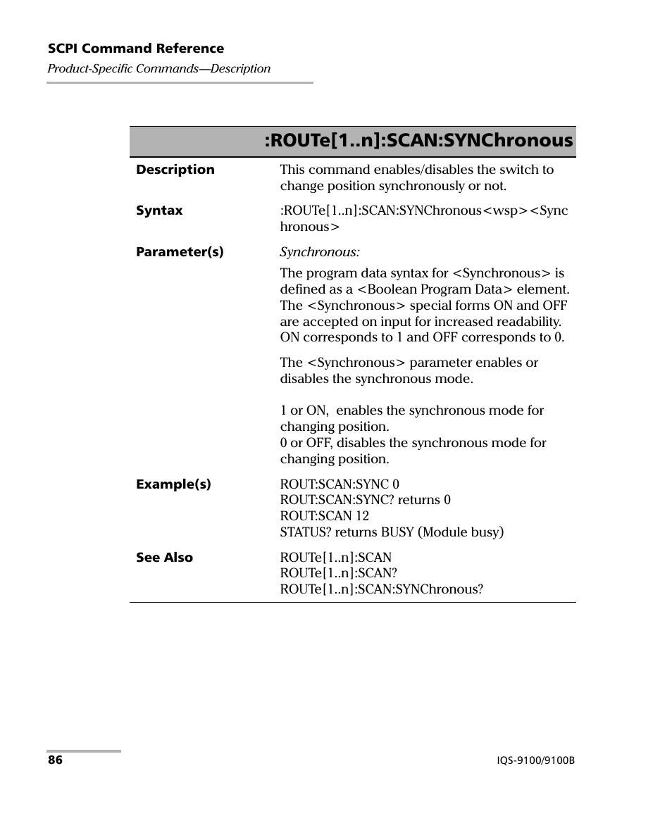 Route[1..n]:scan:synchronous | EXFO IQS-9100B Optical Switch for IQS-500/600 User Manual | Page 92 / 102