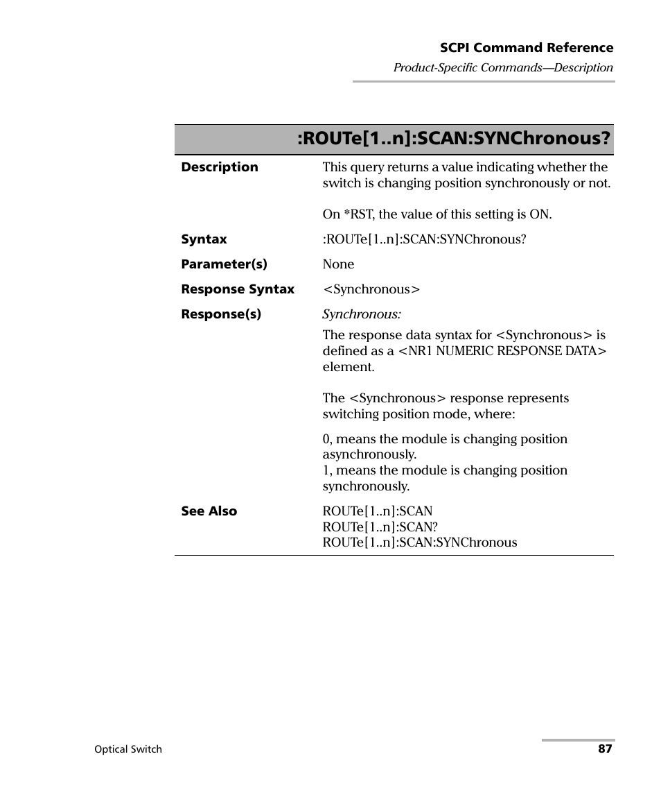 Route[1..n]:scan:synchronous | EXFO IQS-9100B Optical Switch for IQS-500/600 User Manual | Page 93 / 102