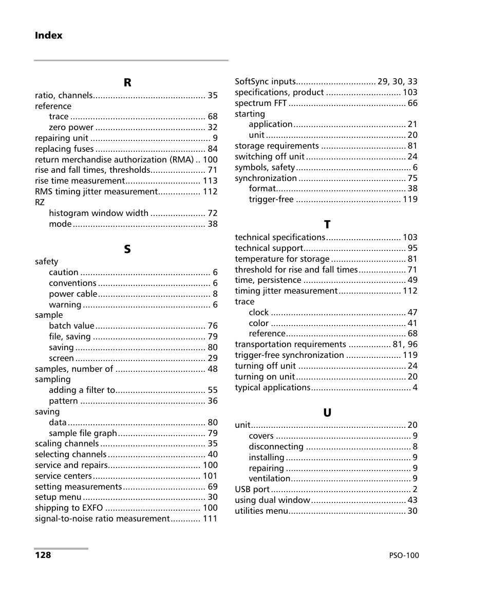 EXFO PSO-100 Series Optical Sampling Oscilloscopes User Manual | Page 136 / 140