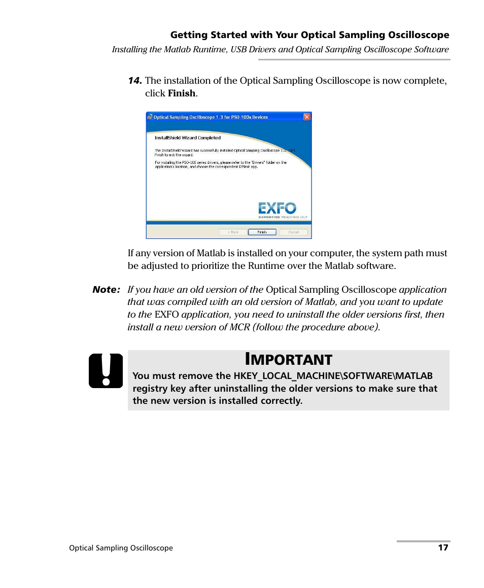 Mportant | EXFO PSO-100 Series Optical Sampling Oscilloscopes User Manual | Page 25 / 140