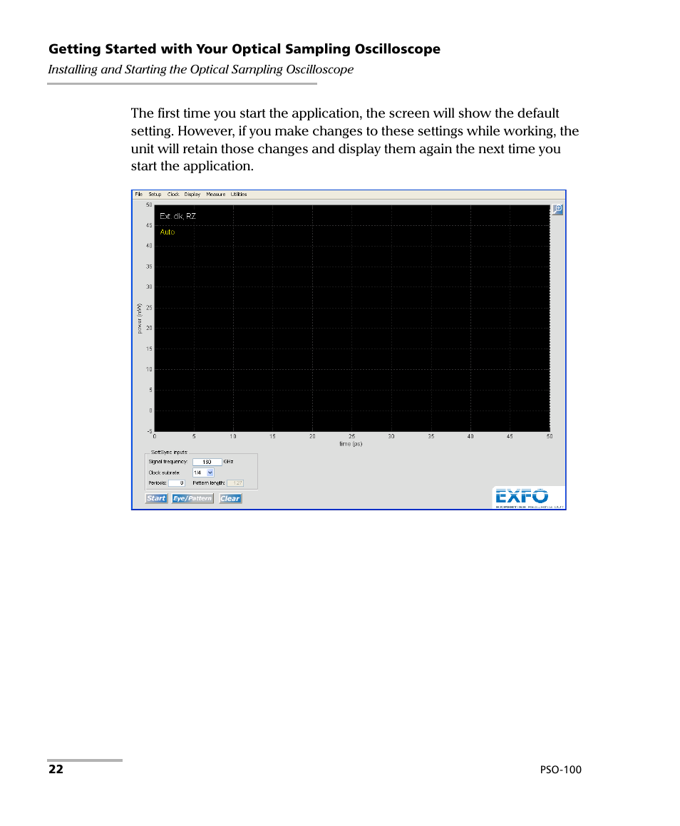 EXFO PSO-100 Series Optical Sampling Oscilloscopes User Manual | Page 30 / 140