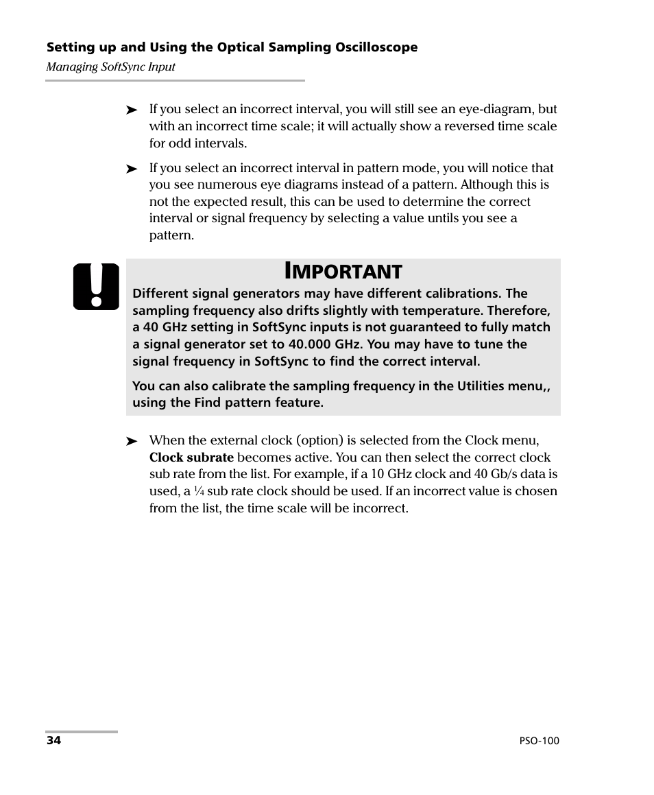 Mportant | EXFO PSO-100 Series Optical Sampling Oscilloscopes User Manual | Page 42 / 140