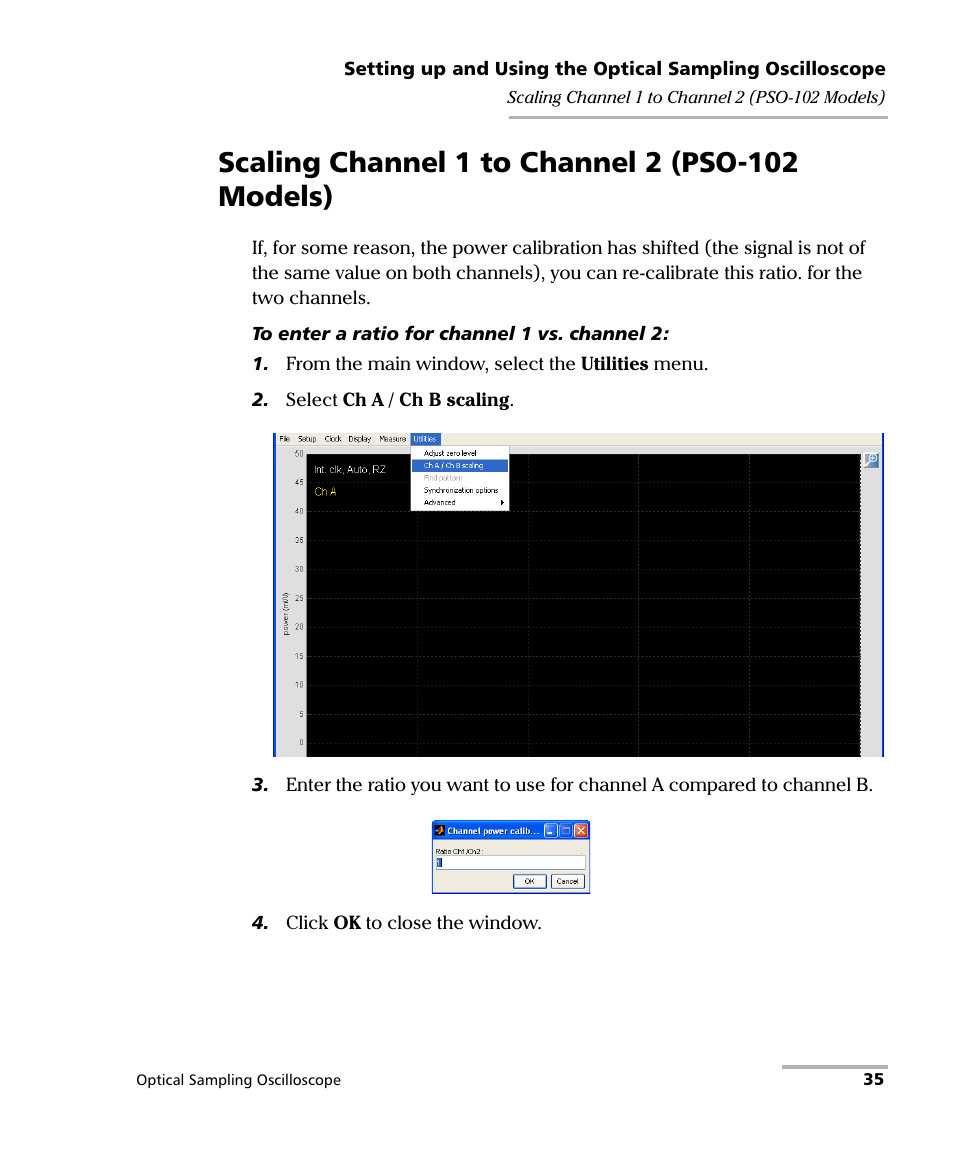 Scaling channel 1 to channel 2 (pso-102 models) | EXFO PSO-100 Series Optical Sampling Oscilloscopes User Manual | Page 43 / 140