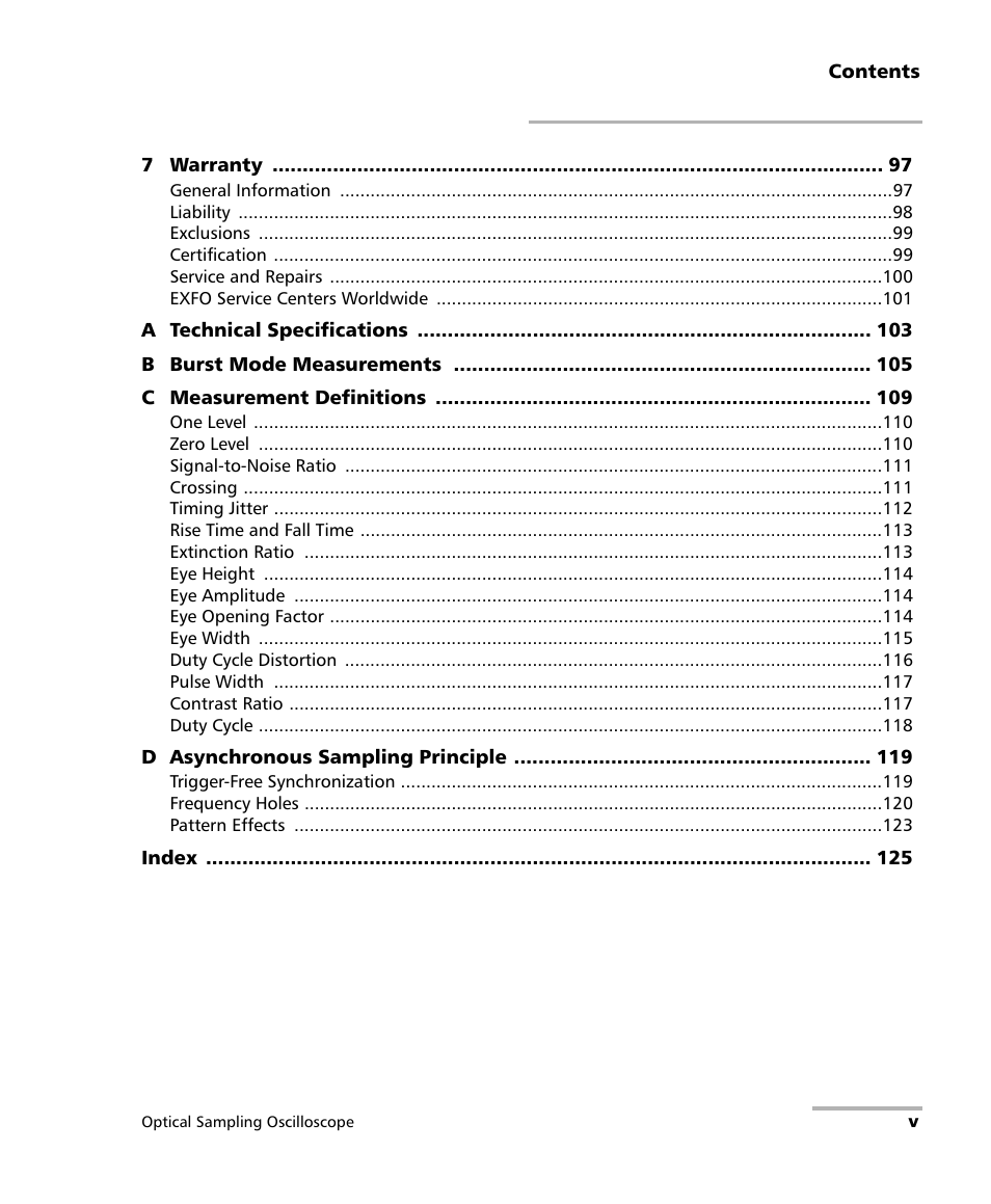 EXFO PSO-100 Series Optical Sampling Oscilloscopes User Manual | Page 5 / 140