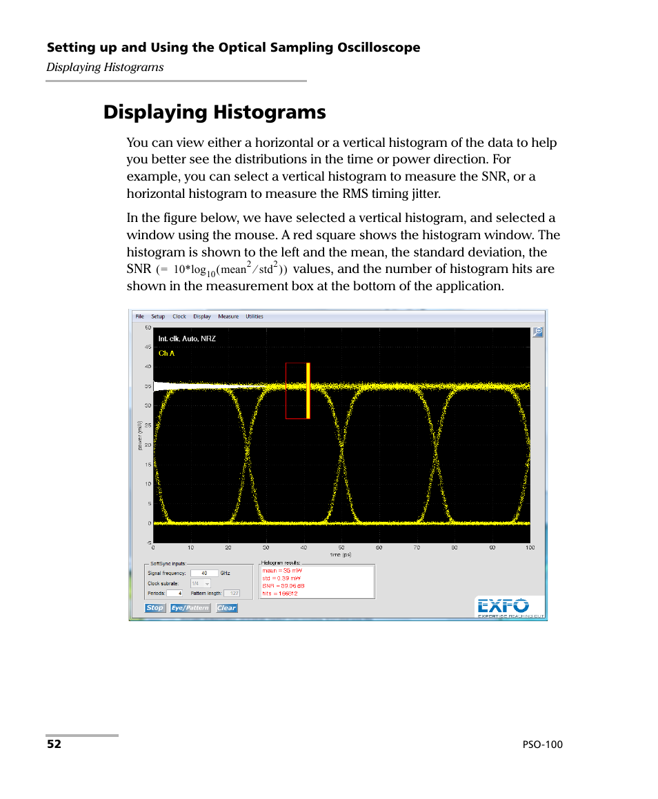 Displaying histograms | EXFO PSO-100 Series Optical Sampling Oscilloscopes User Manual | Page 60 / 140