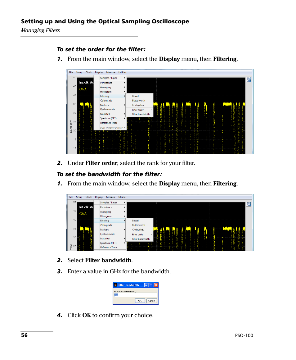 EXFO PSO-100 Series Optical Sampling Oscilloscopes User Manual | Page 64 / 140