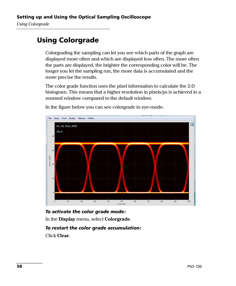 Using colorgrade | EXFO PSO-100 Series Optical Sampling Oscilloscopes User Manual | Page 66 / 140