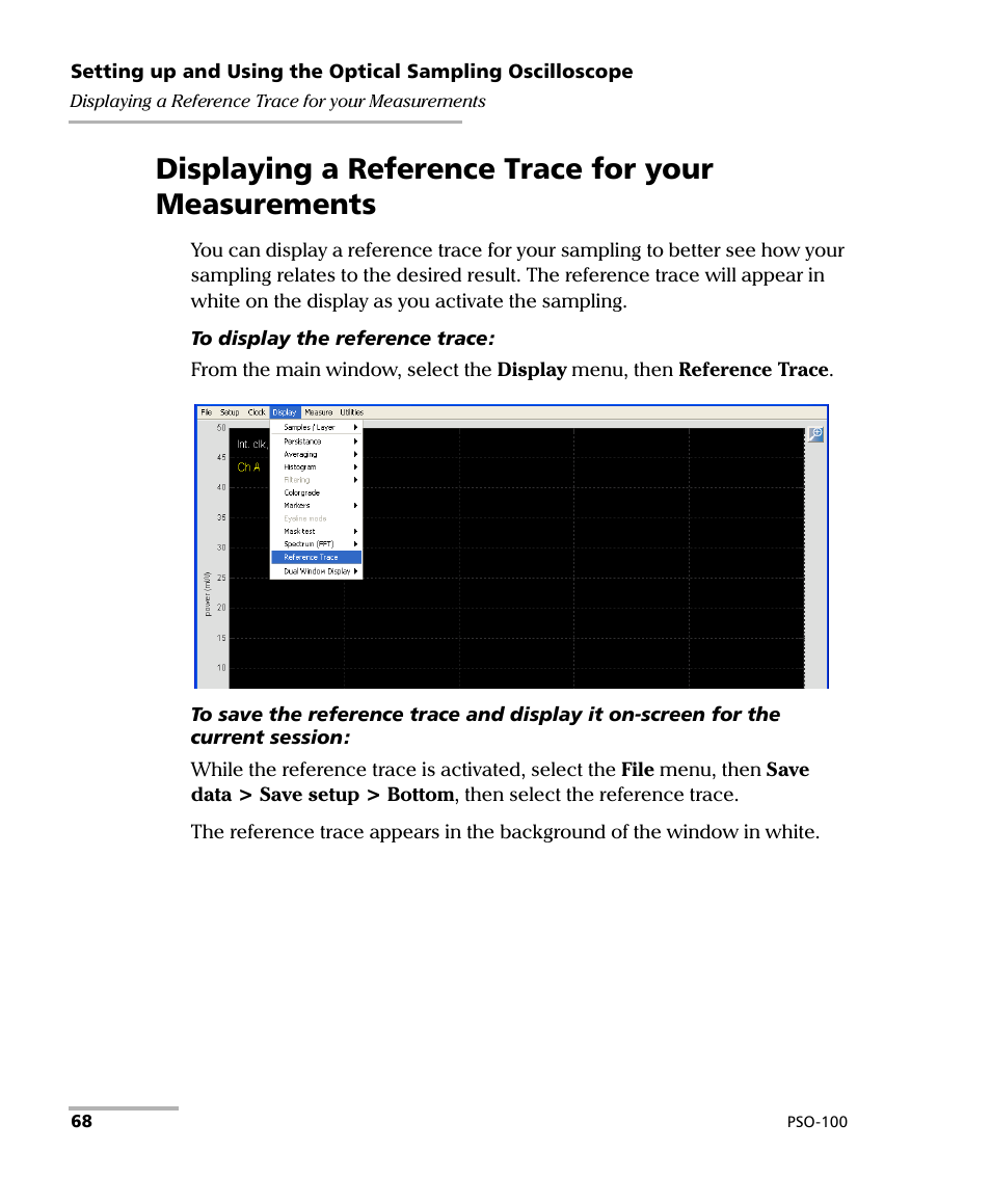 Displaying a reference trace for your measurements | EXFO PSO-100 Series Optical Sampling Oscilloscopes User Manual | Page 76 / 140