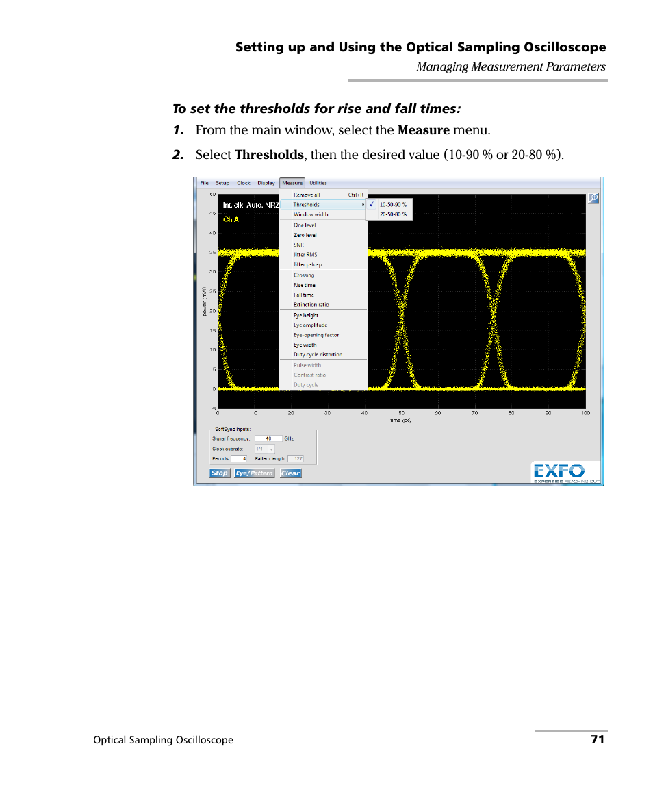 EXFO PSO-100 Series Optical Sampling Oscilloscopes User Manual | Page 79 / 140