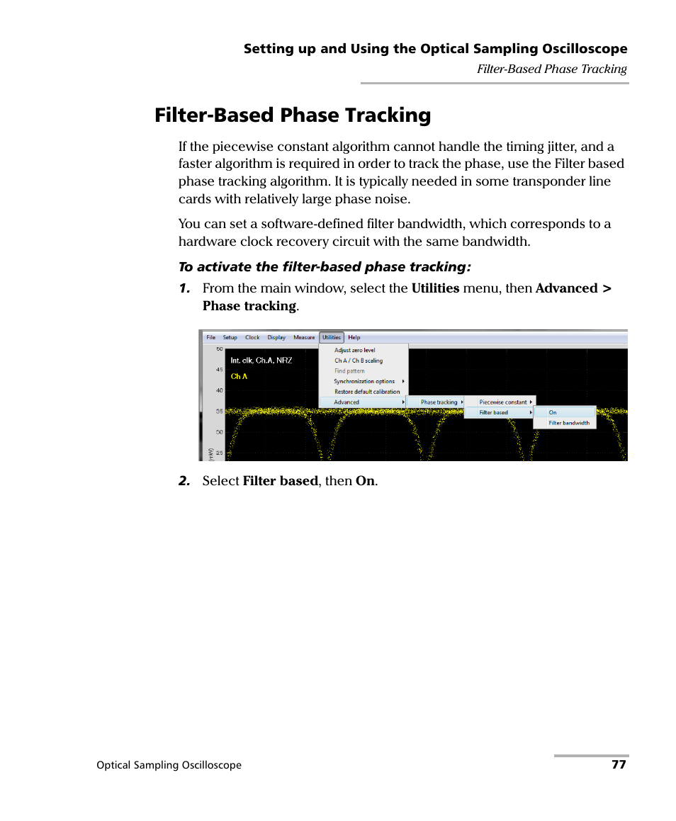 Filter-based phase tracking | EXFO PSO-100 Series Optical Sampling Oscilloscopes User Manual | Page 85 / 140