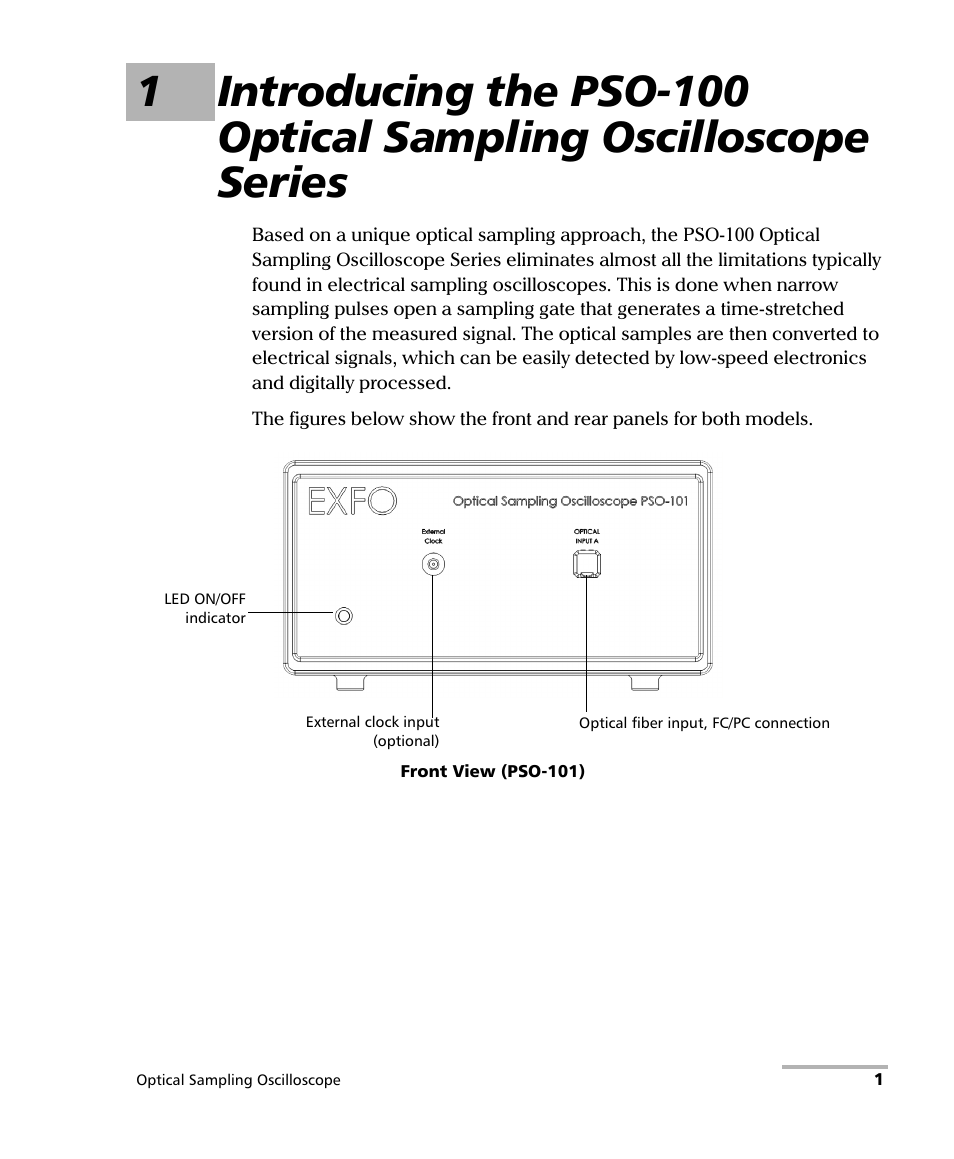 EXFO PSO-100 Series Optical Sampling Oscilloscopes User Manual | Page 9 / 140