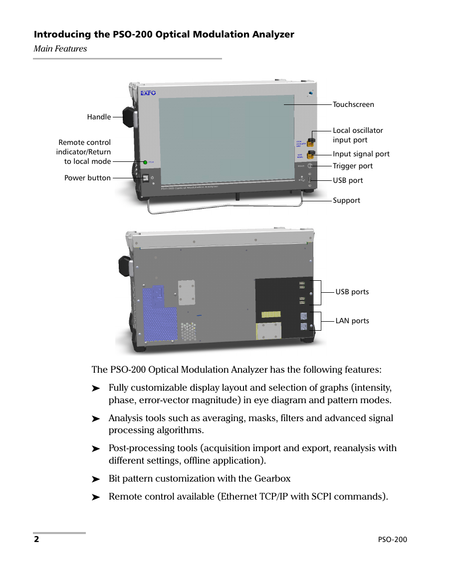EXFO PSO-200 Optical Modulation Analyzer User Manual | Page 10 / 285