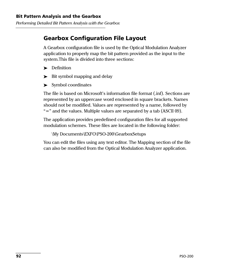 Gearbox configuration file layout | EXFO PSO-200 Optical Modulation Analyzer User Manual | Page 100 / 285