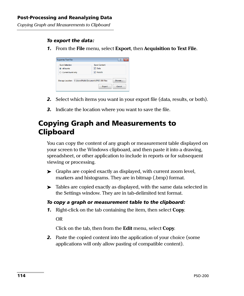Copying graph and measurements to clipboard | EXFO PSO-200 Optical Modulation Analyzer User Manual | Page 122 / 285