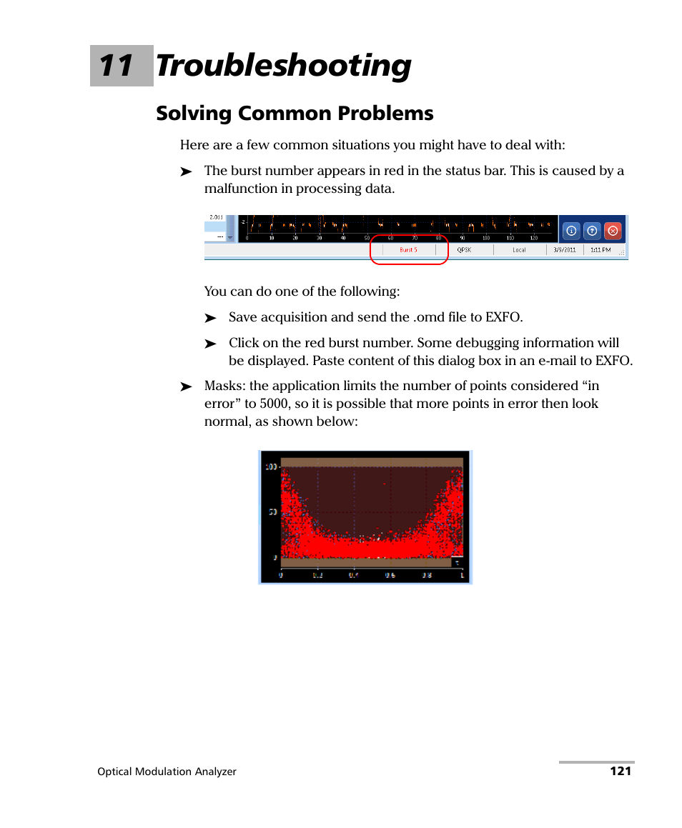 11 troubleshooting, Solving common problems | EXFO PSO-200 Optical Modulation Analyzer User Manual | Page 129 / 285