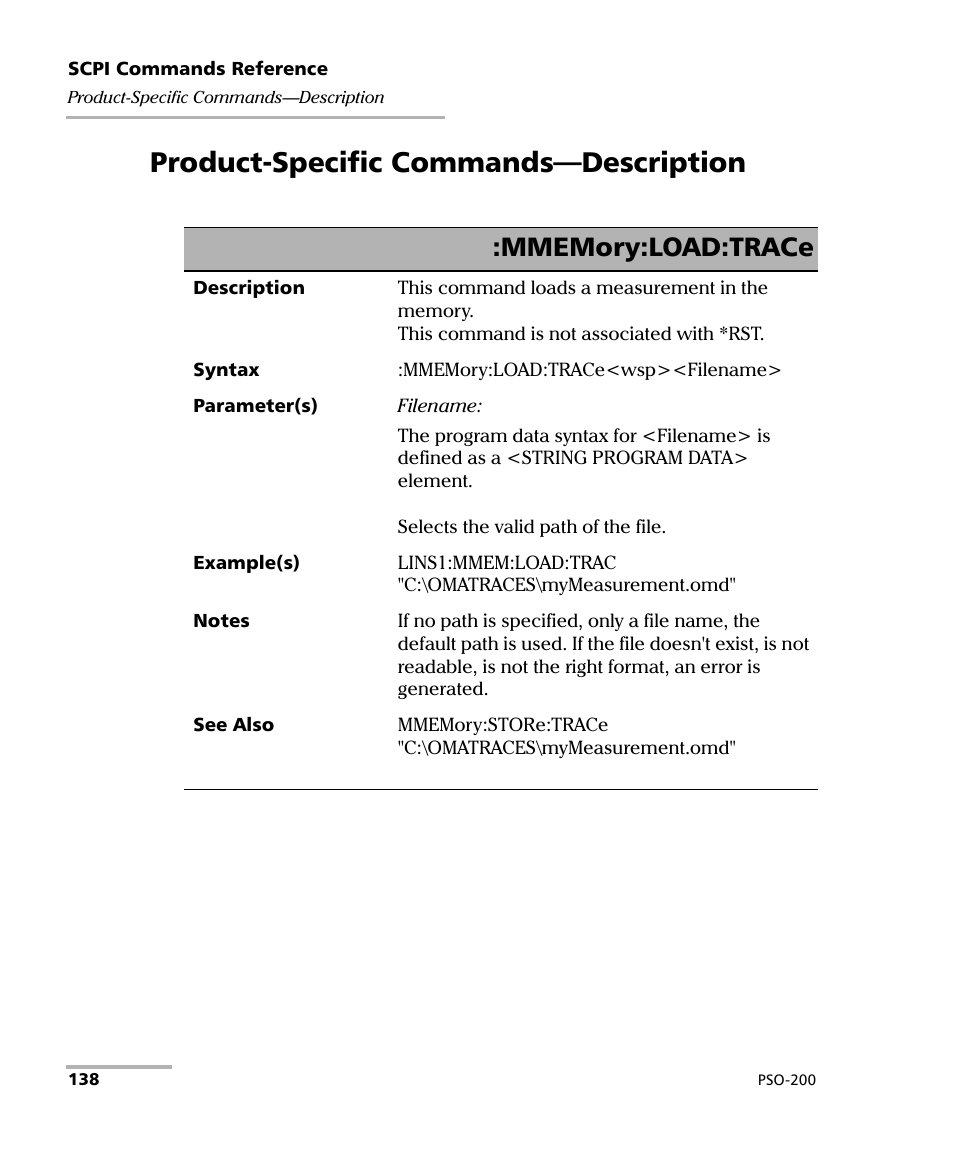 Product-specific commands—description | EXFO PSO-200 Optical Modulation Analyzer User Manual | Page 146 / 285