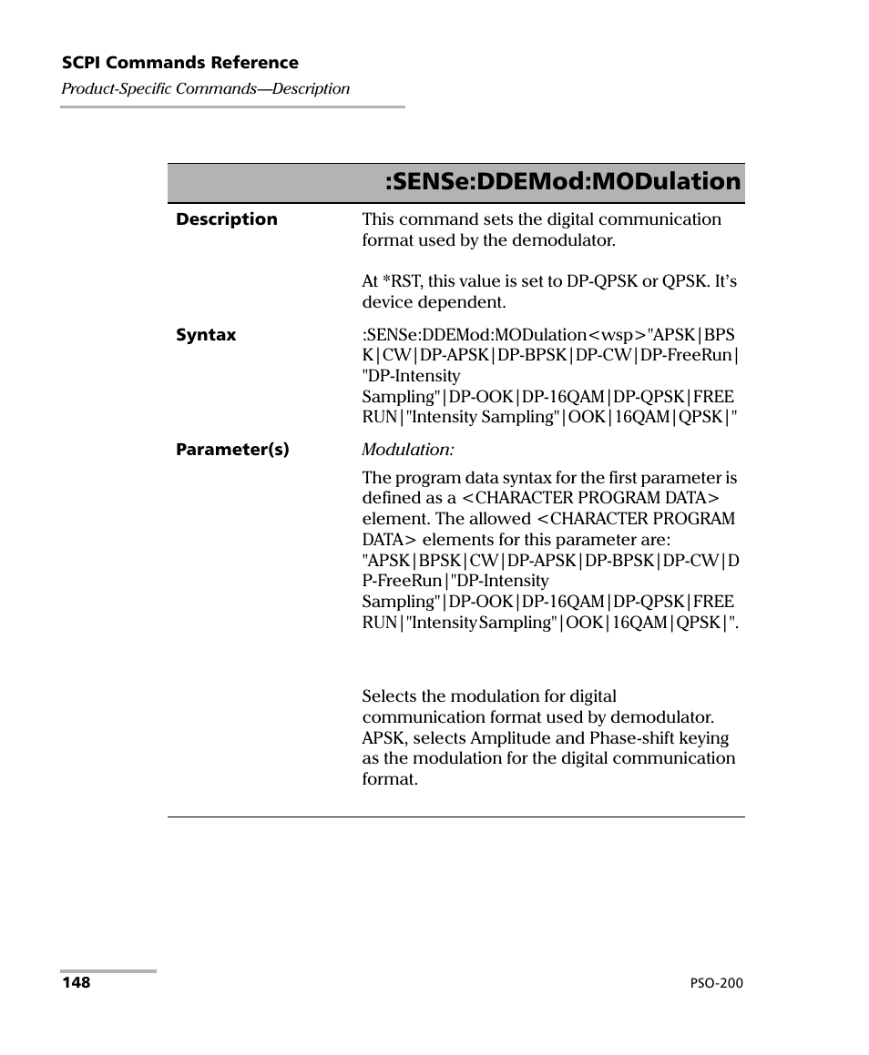 Sense:ddemod:modulation | EXFO PSO-200 Optical Modulation Analyzer User Manual | Page 156 / 285