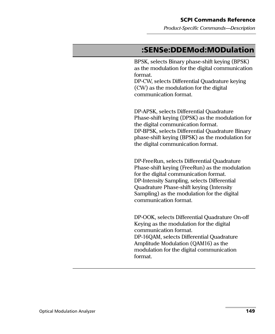 Sense:ddemod:modulation | EXFO PSO-200 Optical Modulation Analyzer User Manual | Page 157 / 285