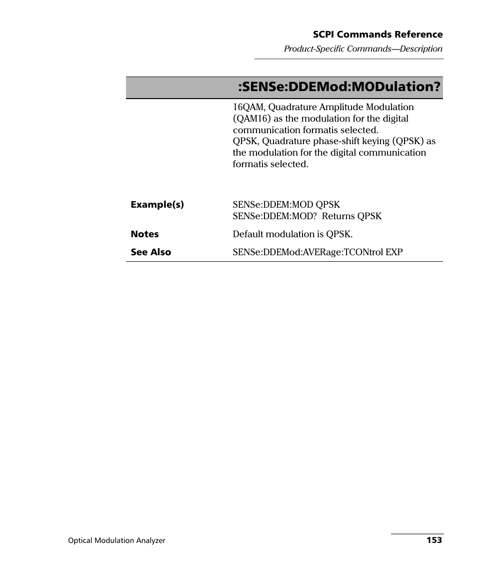 Sense:ddemod:modulation | EXFO PSO-200 Optical Modulation Analyzer User Manual | Page 161 / 285