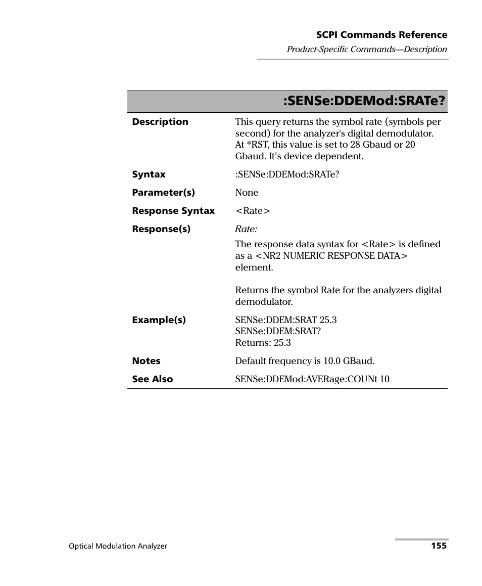 Sense:ddemod:srate | EXFO PSO-200 Optical Modulation Analyzer User Manual | Page 163 / 285