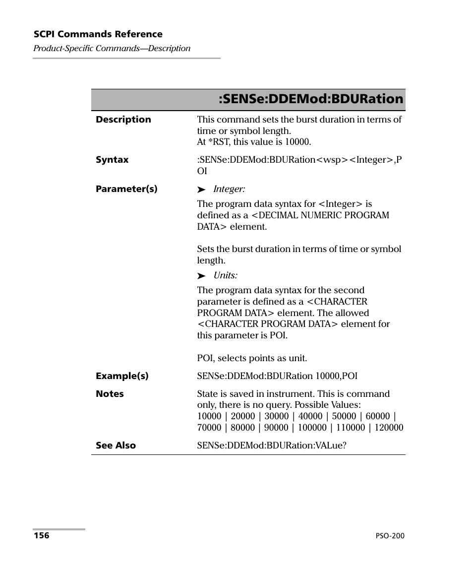 Sense:ddemod:bduration | EXFO PSO-200 Optical Modulation Analyzer User Manual | Page 164 / 285