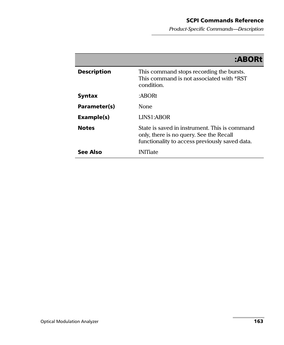 Abort | EXFO PSO-200 Optical Modulation Analyzer User Manual | Page 171 / 285