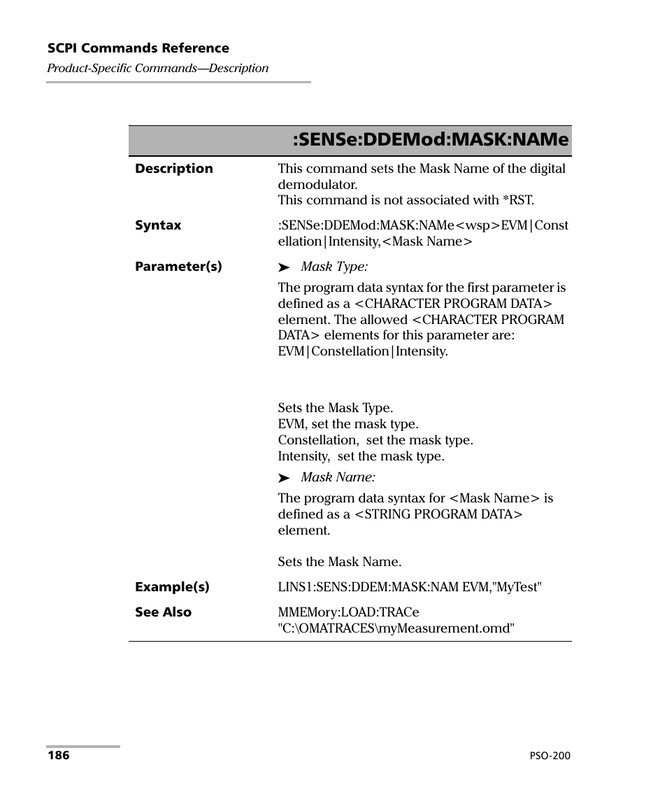 Sense:ddemod:mask:name | EXFO PSO-200 Optical Modulation Analyzer User Manual | Page 194 / 285