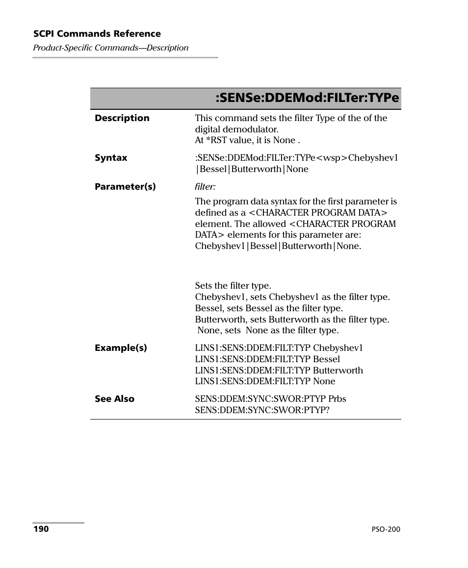Sense:ddemod:filter:type | EXFO PSO-200 Optical Modulation Analyzer User Manual | Page 198 / 285