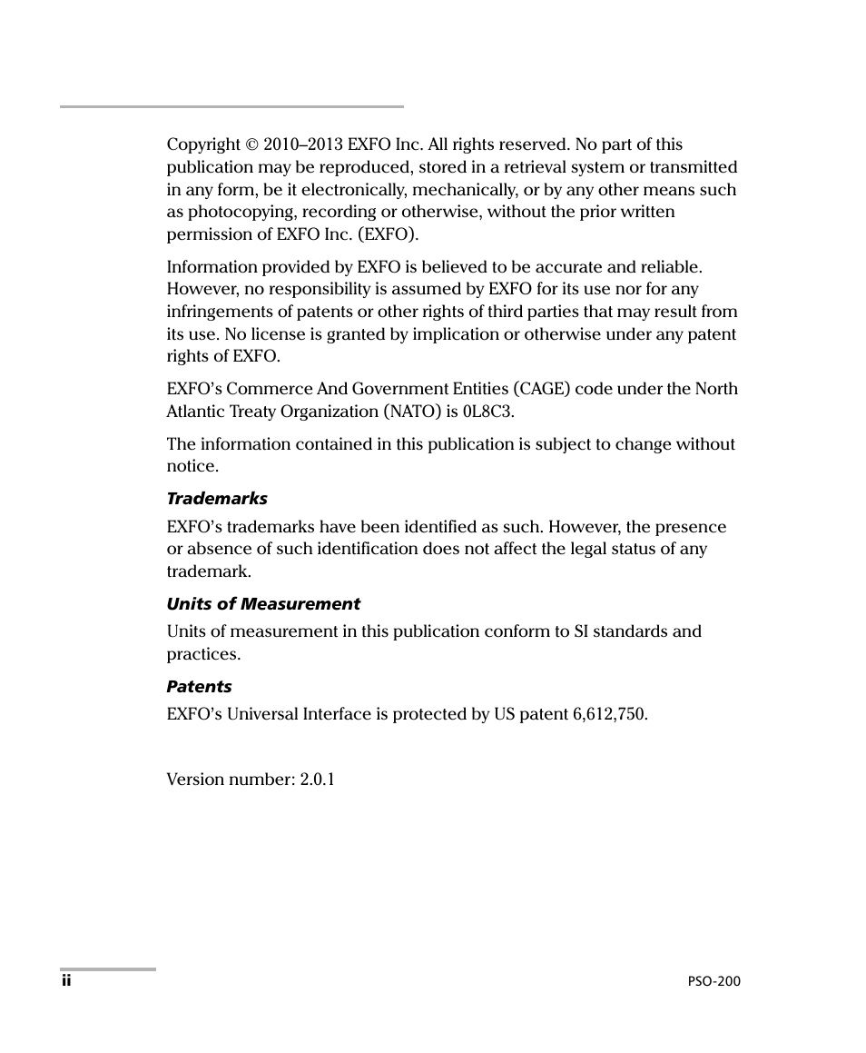 EXFO PSO-200 Optical Modulation Analyzer User Manual | Page 2 / 285
