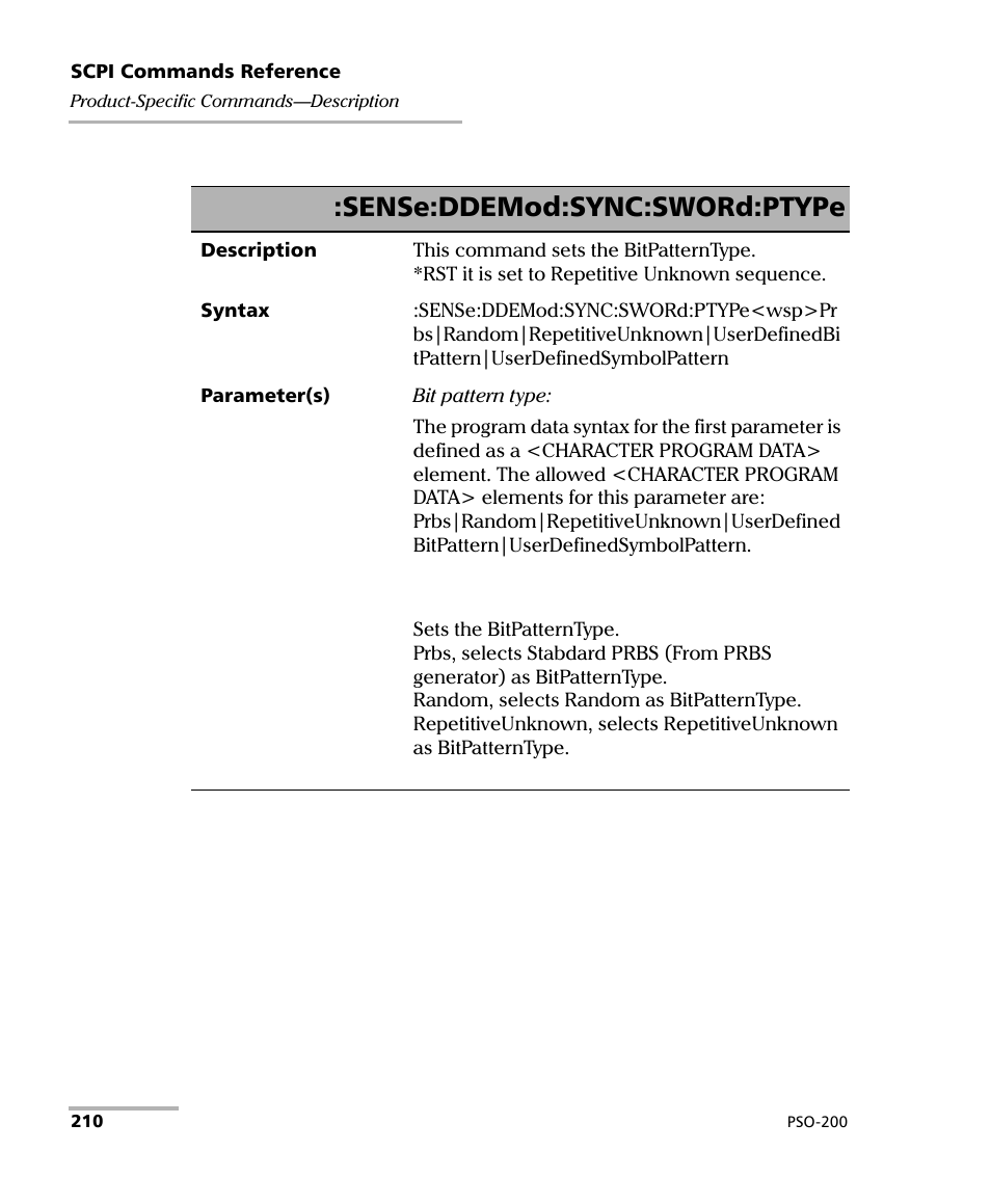 Sense:ddemod:sync:sword:ptype | EXFO PSO-200 Optical Modulation Analyzer User Manual | Page 218 / 285