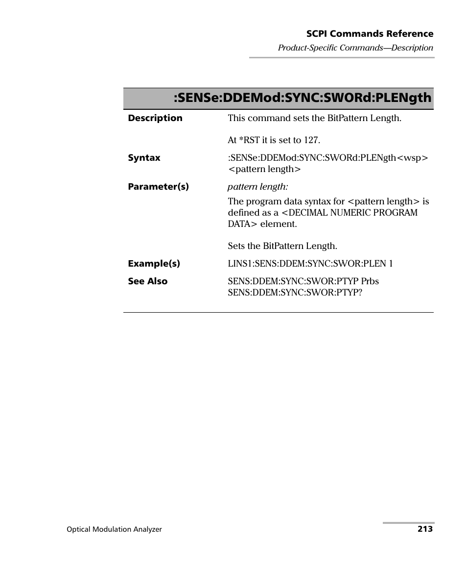Sense:ddemod:sync:sword:plength | EXFO PSO-200 Optical Modulation Analyzer User Manual | Page 221 / 285