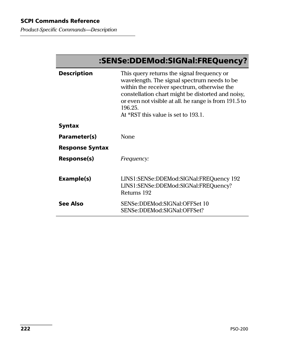 Sense:ddemod:signal:frequency | EXFO PSO-200 Optical Modulation Analyzer User Manual | Page 230 / 285