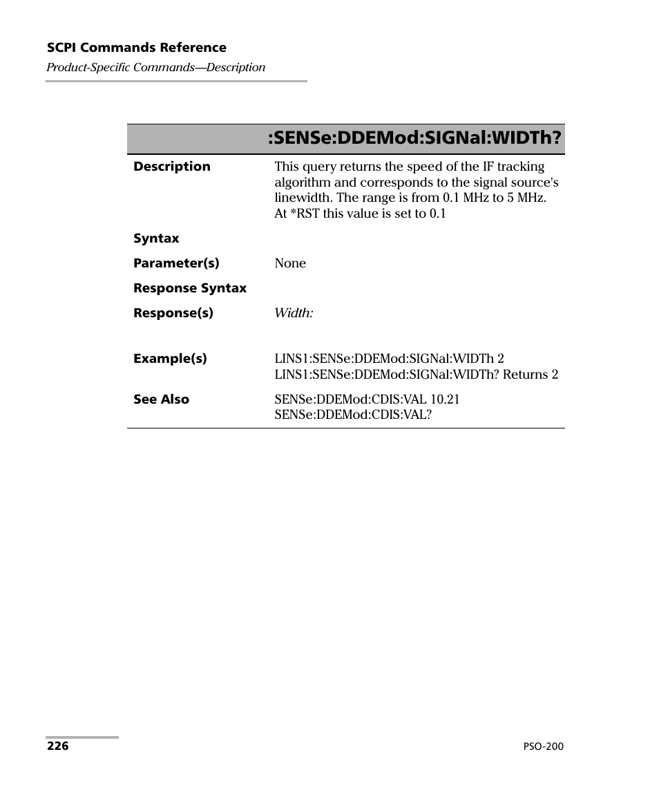 Sense:ddemod:signal:width | EXFO PSO-200 Optical Modulation Analyzer User Manual | Page 234 / 285
