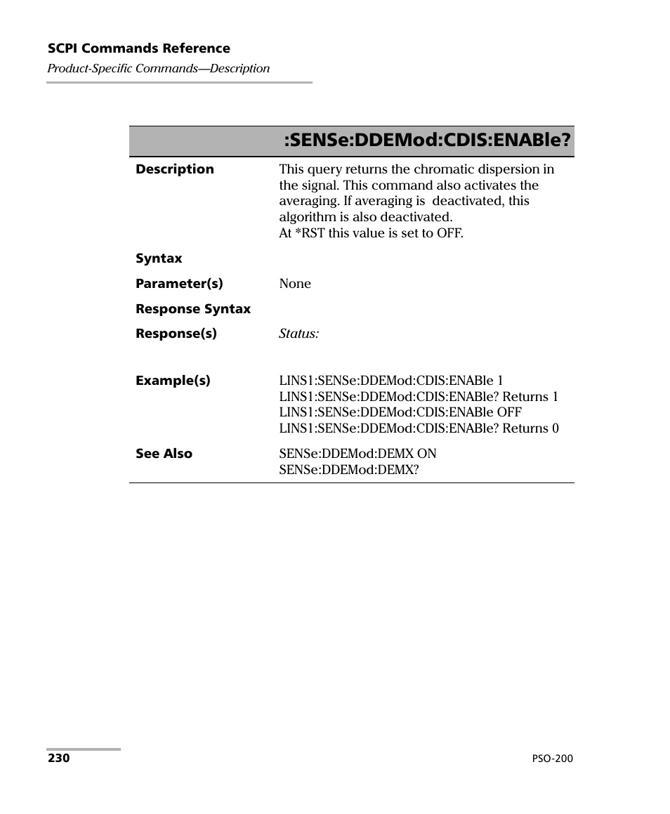Sense:ddemod:cdis:enable | EXFO PSO-200 Optical Modulation Analyzer User Manual | Page 238 / 285
