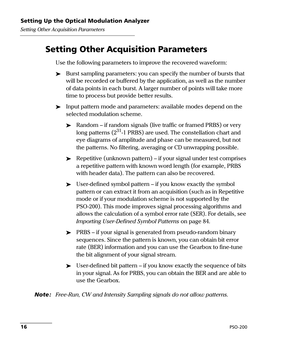 Setting other acquisition parameters | EXFO PSO-200 Optical Modulation Analyzer User Manual | Page 24 / 285
