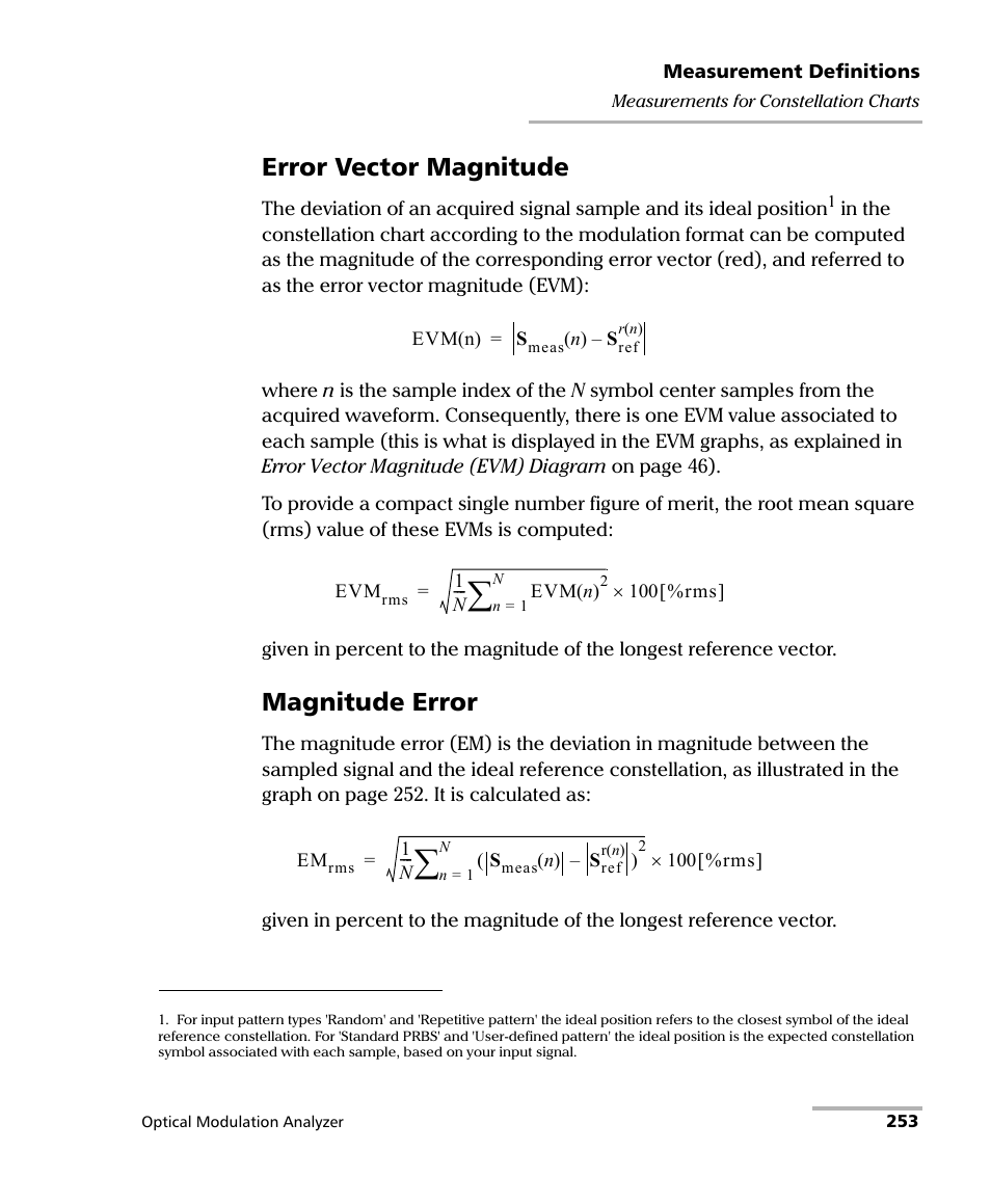 Error vector magnitude, Magnitude error | EXFO PSO-200 Optical Modulation Analyzer User Manual | Page 261 / 285