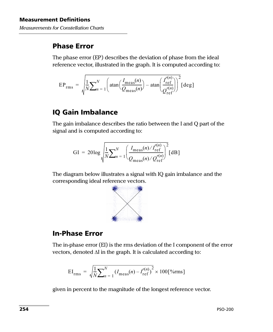 Phase error, Iq gain imbalance, In-phase error | EXFO PSO-200 Optical Modulation Analyzer User Manual | Page 262 / 285