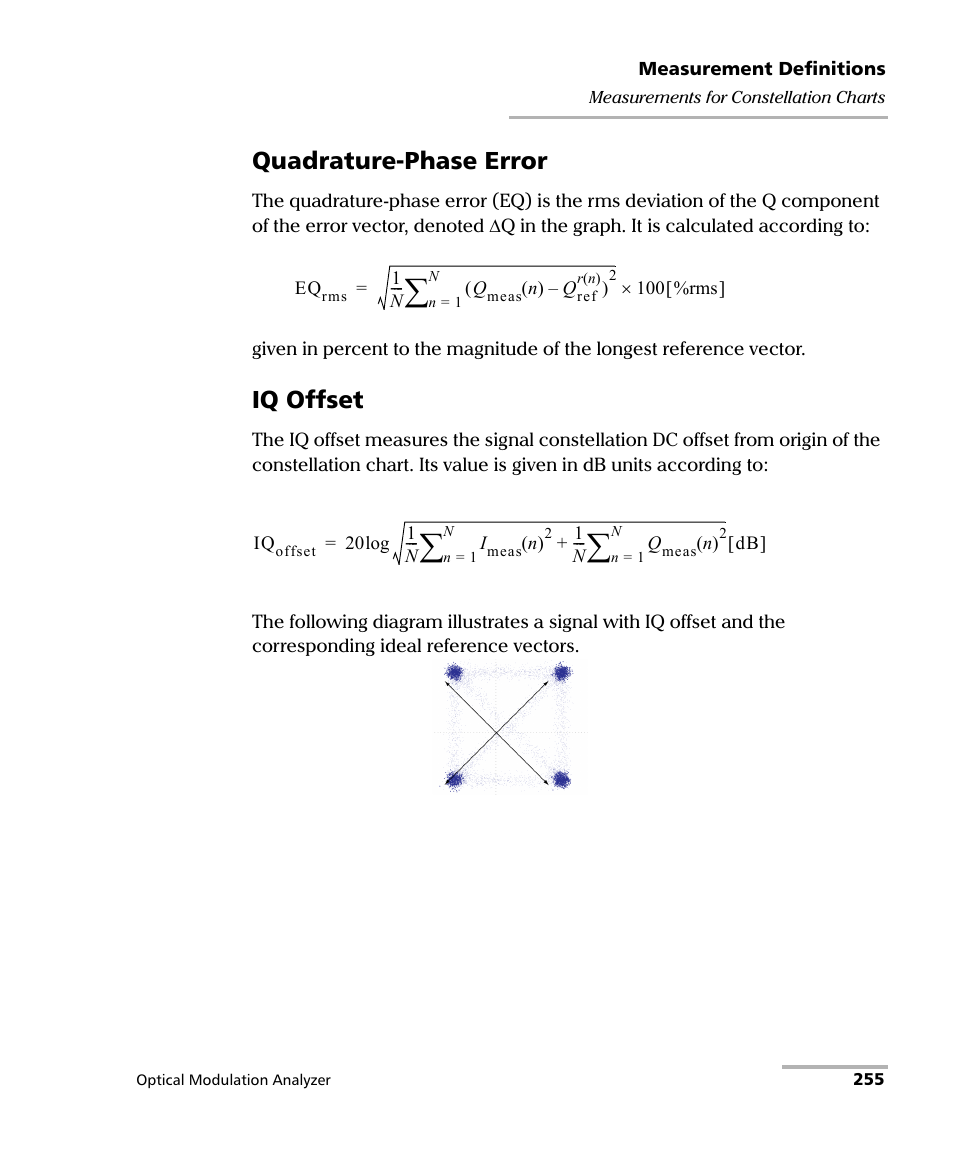 Quadrature-phase error, Iq offset | EXFO PSO-200 Optical Modulation Analyzer User Manual | Page 263 / 285