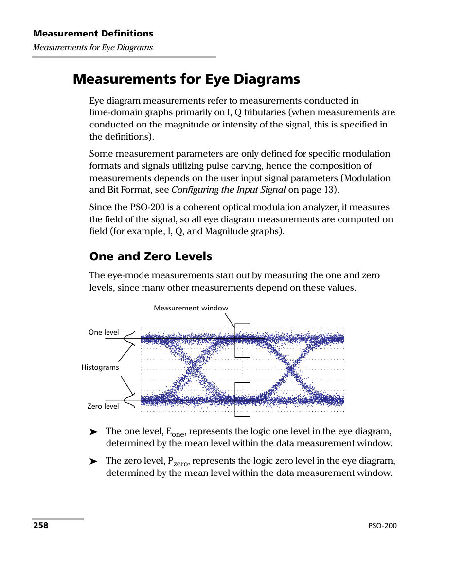 Measurements for eye diagrams, One and zero levels | EXFO PSO-200 Optical Modulation Analyzer User Manual | Page 266 / 285